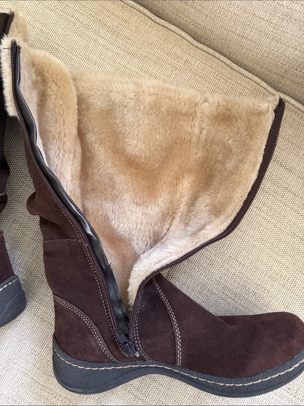 BareTraps Esha Brown Suede Faux Fur Winter Boots Size 7M